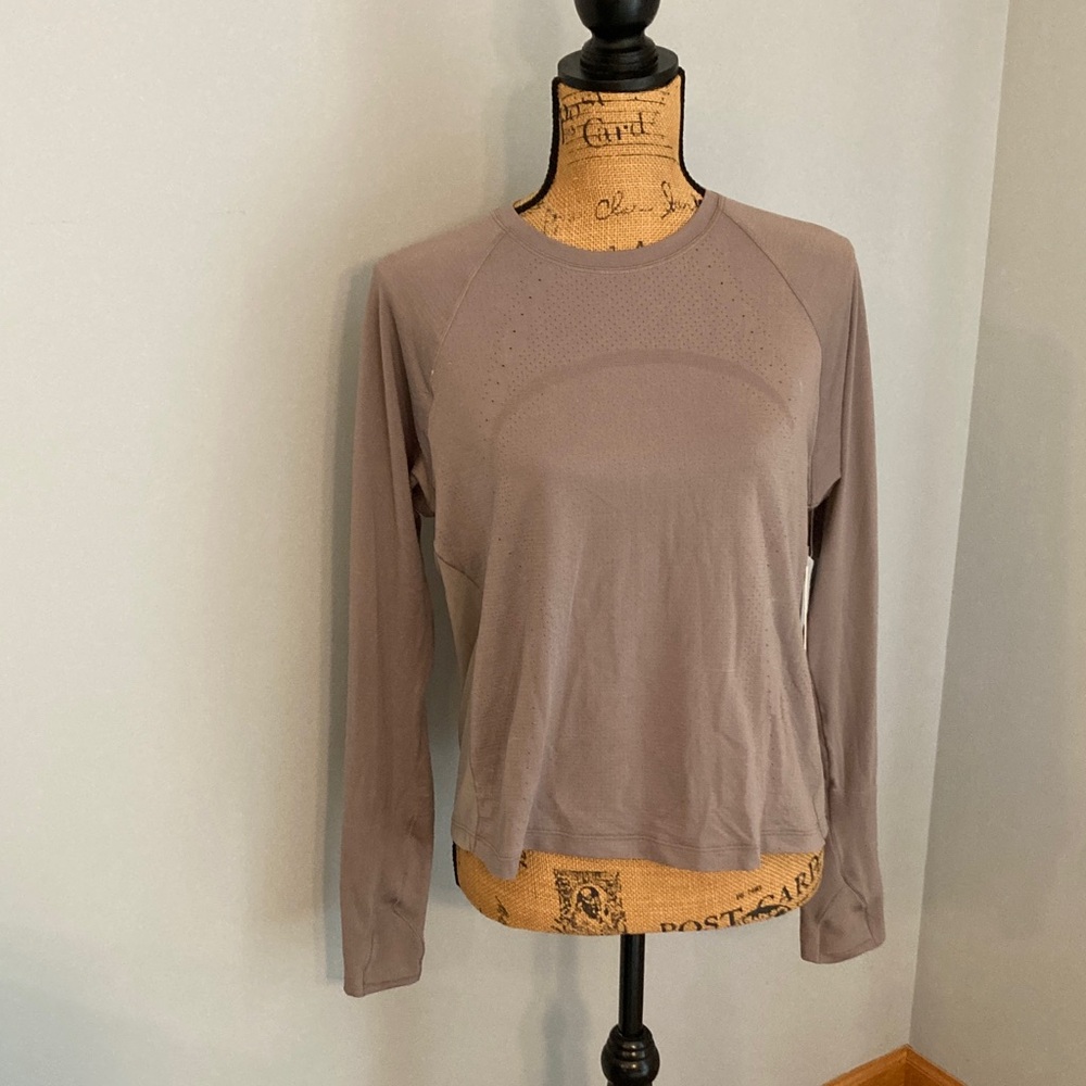 NWT Lululemon Swiftly Mesh-Back Long Sleeve Top Women Size 10 Ash Grey